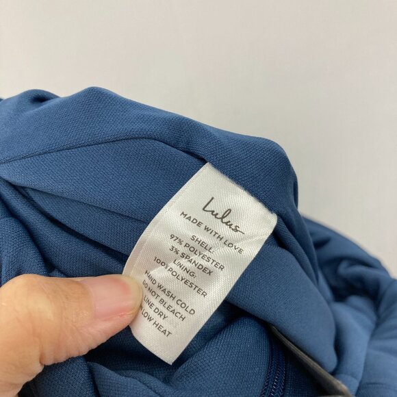 New Lulus Large Destiny Awaits Navy Blue Satin Faux-Wrap Maxi Dress Bridemaid - Picture 5 of 13